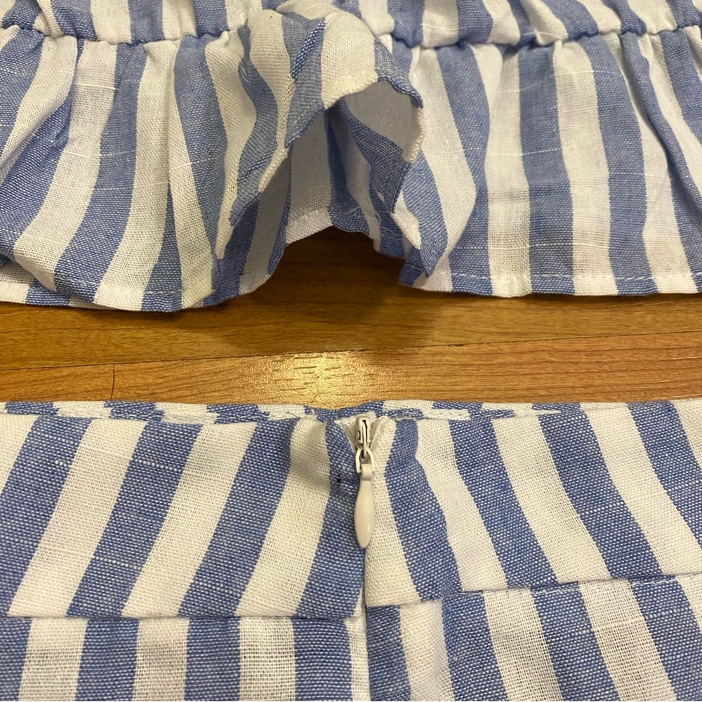 Blue Striped Ruffle Crop Tank & Shorts Set - Picture 9 of 9